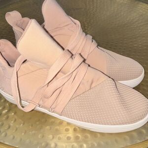 Women’s Pink Solid Mid Top Lace-Up Athletic Sneakers White Sole size 7.5